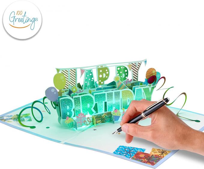LEIDENE Lichte 3D duikt Groetkaart voor Verjaardagscmyk Kleur 14.8×21cm op Grootte 1