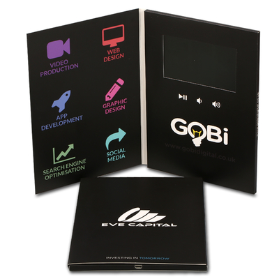 Reclame video brochure mailer, LCD video groetkaarten OEM ROHS certificaat
