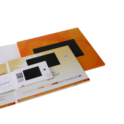 Softcoverlcd Video digitale Gouden Blokkerende 512MB het Geheugenoem van de Brochurekaart