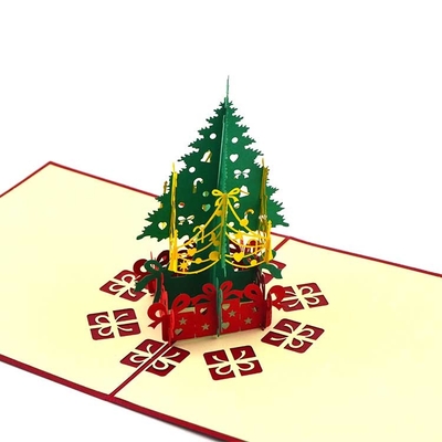 De laser sneed 3D het Document Materiële CMYK van de Kerstboomkaart Stereoscopische Kleurenodm OEM